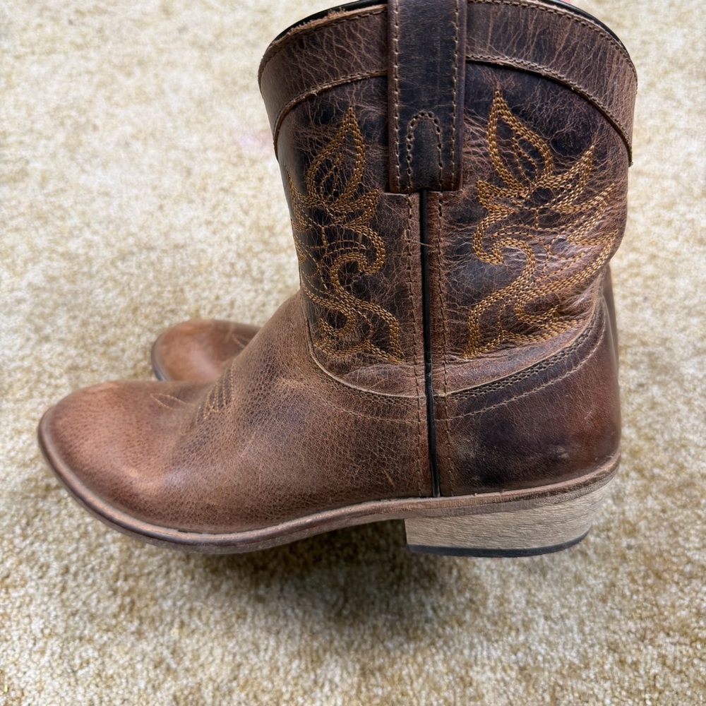Dingo Leather Western Cowboy Boots Women’s 9 Brown Distressed Embroidered - Picture 8 of 15